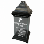 Candelă funerară personalizată cu dedicație, mesaj și semnătură proprie